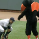 Illustration for article titled Curtis Granderson And The Orioless Mascot Shared A Moment This Afternoon